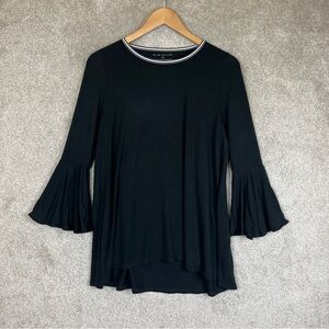 Elie Tahari Tunic Womens Small Black Flared Sleeve Pullover Stretch- 2654*